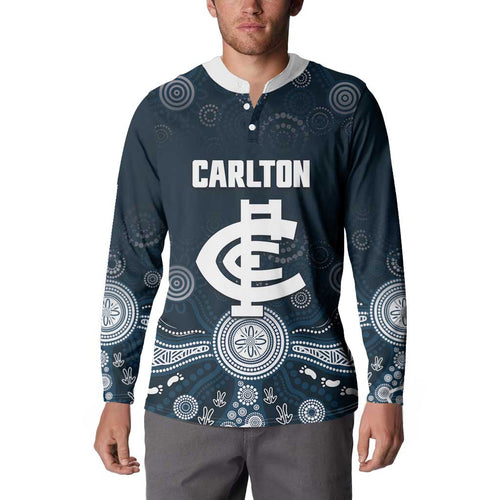 Custom Carlton Football Button Sweatshirt Go Blues Aboriginal Art - Aussie Hoodie