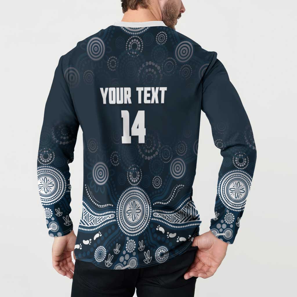 Custom Carlton Football Button Sweatshirt Go Blues Aboriginal Art - Aussie Hoodie