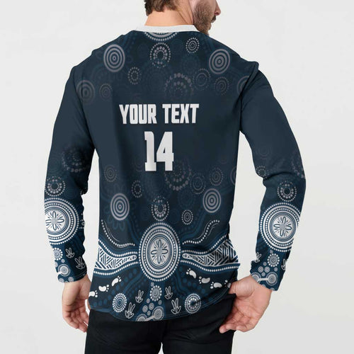 Custom Carlton Football Button Sweatshirt Go Blues Aboriginal Art - Aussie Hoodie
