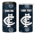 Custom Carlton Football 4 in 1 Can Cooler Tumbler Go Blues Aboriginal Art - Aussie Hoodie