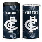 Custom Carlton Football 4 in 1 Can Cooler Tumbler Go Blues Aboriginal Art - Aussie Hoodie