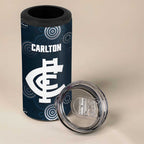 Custom Carlton Football 4 in 1 Can Cooler Tumbler Go Blues Aboriginal Art - Aussie Hoodie