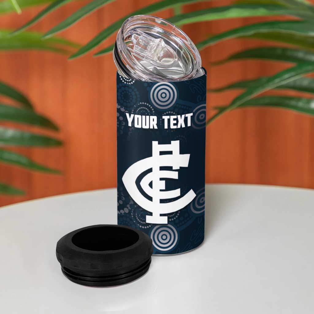 Custom Carlton Football 4 in 1 Can Cooler Tumbler Go Blues Aboriginal Art - Aussie Hoodie