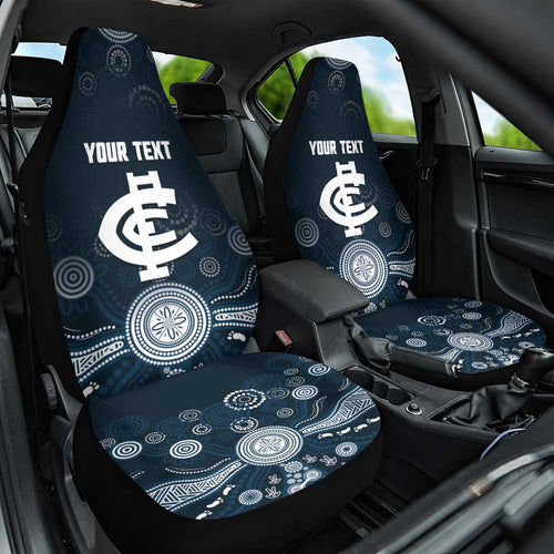 Custom Carlton Football Car Seat Cover Go Blues Aboriginal Art - Aussie Hoodie