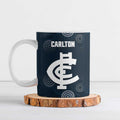 Custom Carlton Football Ceramic Mug Go Blues Aboriginal Art - Aussie Hoodie