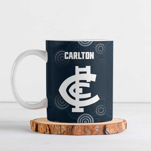 Custom Carlton Football Ceramic Mug Go Blues Aboriginal Art - Aussie Hoodie
