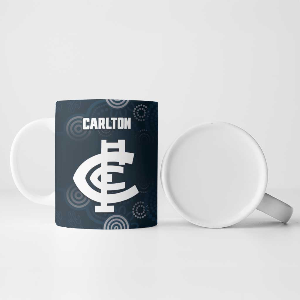 Custom Carlton Football Ceramic Mug Go Blues Aboriginal Art - Aussie Hoodie