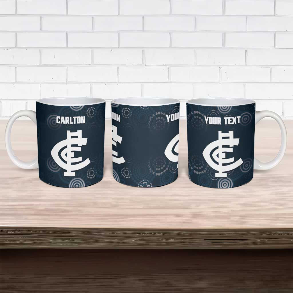Custom Carlton Football Ceramic Mug Go Blues Aboriginal Art - Aussie Hoodie