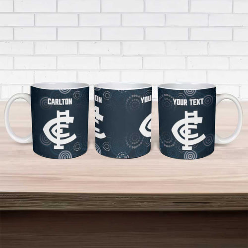 Custom Carlton Football Ceramic Mug Go Blues Aboriginal Art - Aussie Hoodie