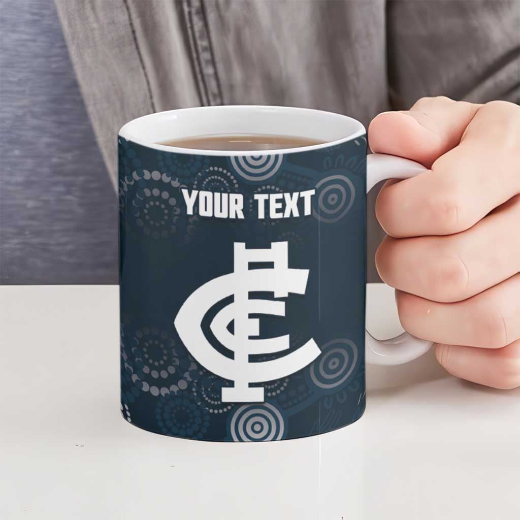 Custom Carlton Football Ceramic Mug Go Blues Aboriginal Art - Aussie Hoodie