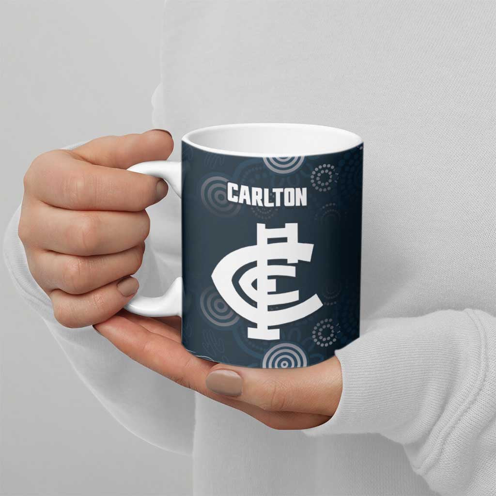 Custom Carlton Football Ceramic Mug Go Blues Aboriginal Art - Aussie Hoodie