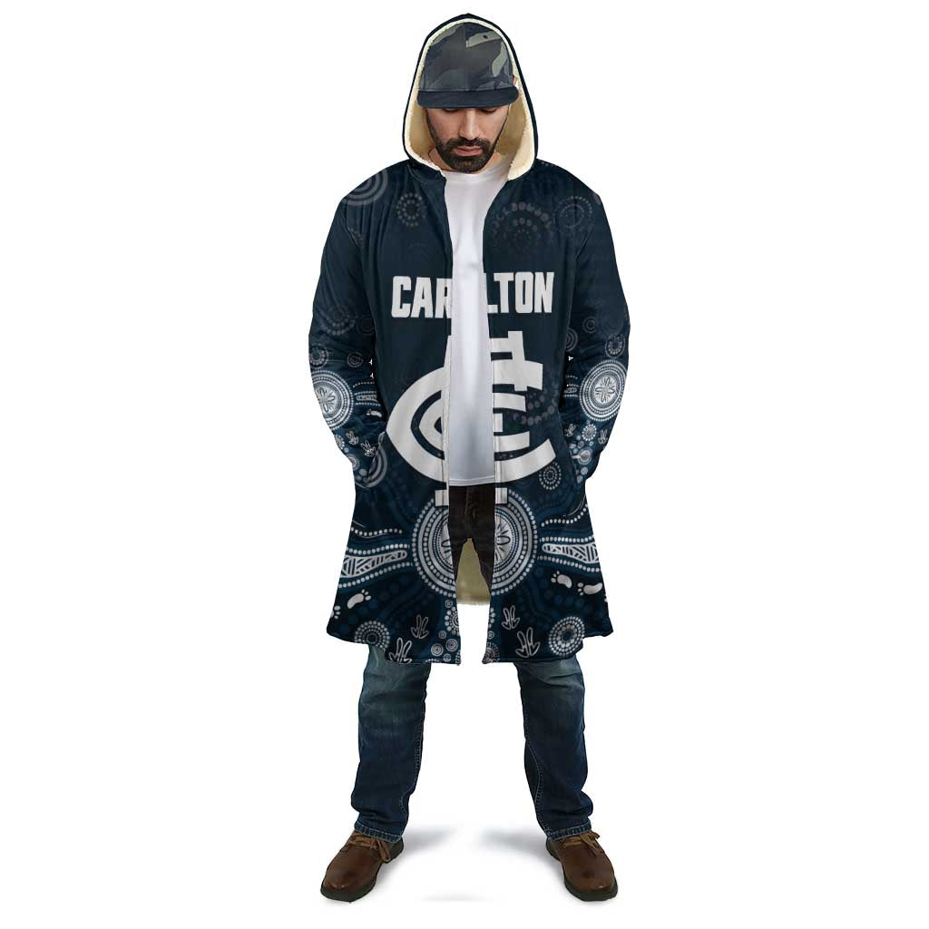 Custom Carlton Football Cloak Go Blues Aboriginal Art - Aussie Hoodie