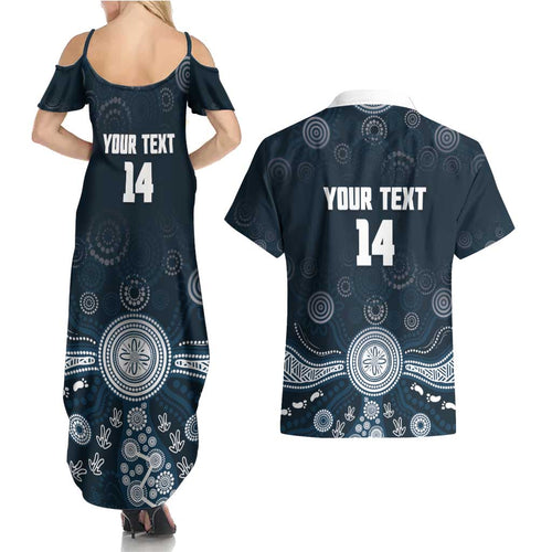Custom Carlton Football Couples Matching Summer Maxi Dress and Hawaiian Shirt Go Blues Aboriginal Art - Aussie Hoodie