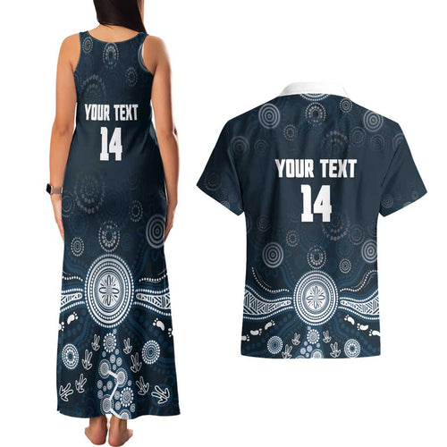 Custom Carlton Football Couples Matching Tank Maxi Dress and Hawaiian Shirt Go Blues Aboriginal Art - Aussie Hoodie