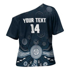 Custom Carlton Football Cross Shoulder Shirt Go Blues Aboriginal Art - Aussie Hoodie