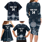 Custom Carlton Football Family Matching Long Sleeve Bodycon Dress and Hawaiian Shirt Go Blues Aboriginal Art - Aussie Hoodie