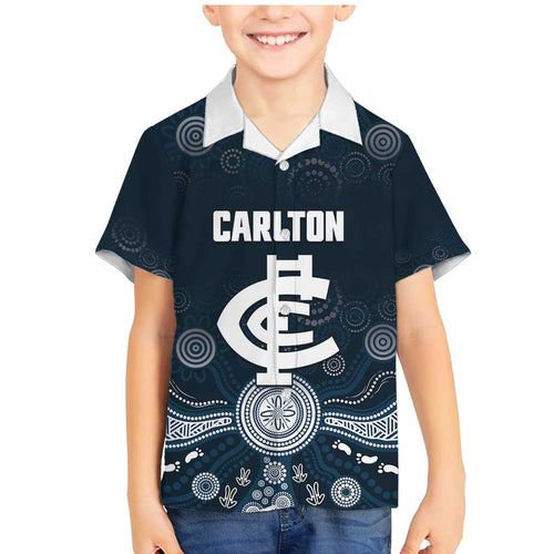 Custom Carlton Football Family Matching Mermaid Dress and Hawaiian Shirt Go Blues Aboriginal Art - Aussie Hoodie