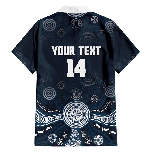 Custom Carlton Football Family Matching Off The Shoulder Long Sleeve Dress and Hawaiian Shirt Go Blues Aboriginal Art - Aussie Hoodie