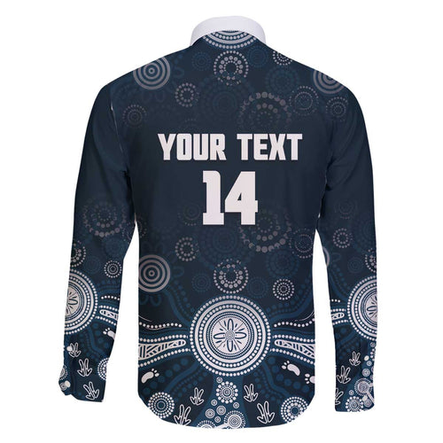 Custom Carlton Football Family Matching Off The Shoulder Long Sleeve Dress and Hawaiian Shirt Go Blues Aboriginal Art - Aussie Hoodie