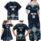 Custom Carlton Football Family Matching Off Shoulder Maxi Dress and Hawaiian Shirt Go Blues Aboriginal Art - Aussie Hoodie