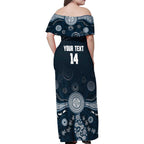Custom Carlton Football Family Matching Off Shoulder Maxi Dress and Hawaiian Shirt Go Blues Aboriginal Art - Aussie Hoodie