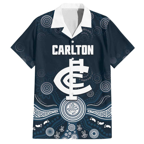 Custom Carlton Football Family Matching Off Shoulder Short Dress and Hawaiian Shirt Go Blues Aboriginal Art - Aussie Hoodie
