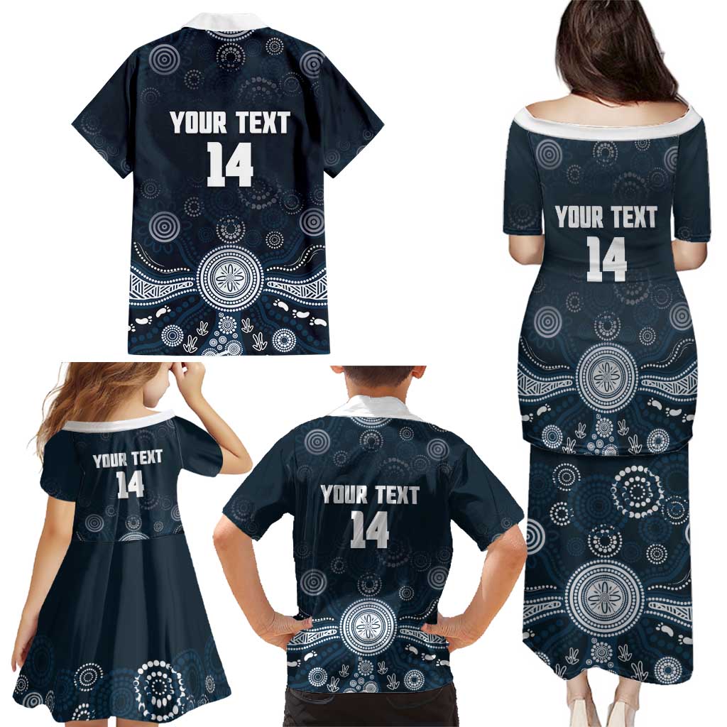 Custom Carlton Football Family Matching Puletasi and Hawaiian Shirt Go Blues Aboriginal Art - Aussie Hoodie