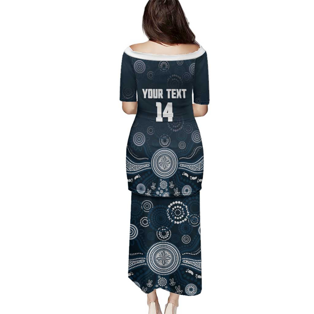 Custom Carlton Football Family Matching Puletasi and Hawaiian Shirt Go Blues Aboriginal Art - Aussie Hoodie