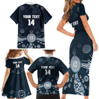 Custom Carlton Football Family Matching Short Sleeve Bodycon Dress and Hawaiian Shirt Go Blues Aboriginal Art - Aussie Hoodie
