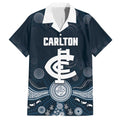 Custom Carlton Football Family Matching Short Sleeve Bodycon Dress and Hawaiian Shirt Go Blues Aboriginal Art - Aussie Hoodie