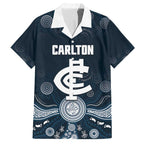 Custom Carlton Football Family Matching Short Sleeve Bodycon Dress and Hawaiian Shirt Go Blues Aboriginal Art - Aussie Hoodie