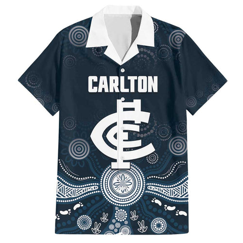 Custom Carlton Football Family Matching Short Sleeve Bodycon Dress and Hawaiian Shirt Go Blues Aboriginal Art - Aussie Hoodie