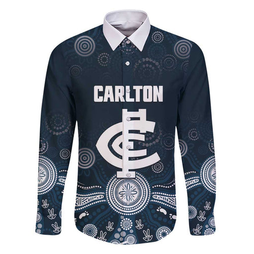 Custom Carlton Football Family Matching Short Sleeve Bodycon Dress and Hawaiian Shirt Go Blues Aboriginal Art - Aussie Hoodie