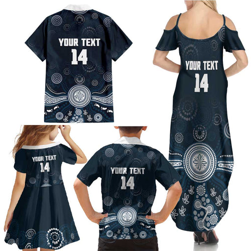 Custom Carlton Football Family Matching Summer Maxi Dress and Hawaiian Shirt Go Blues Aboriginal Art - Aussie Hoodie