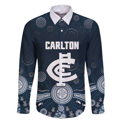 Custom Carlton Football Family Matching Summer Maxi Dress and Hawaiian Shirt Go Blues Aboriginal Art - Aussie Hoodie