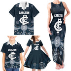 Custom Carlton Football Family Matching Tank Maxi Dress and Hawaiian Shirt Go Blues Aboriginal Art - Aussie Hoodie