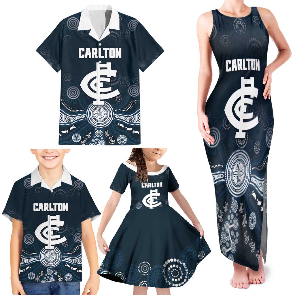 Custom Carlton Football Family Matching Tank Maxi Dress and Hawaiian Shirt Go Blues Aboriginal Art - Aussie Hoodie