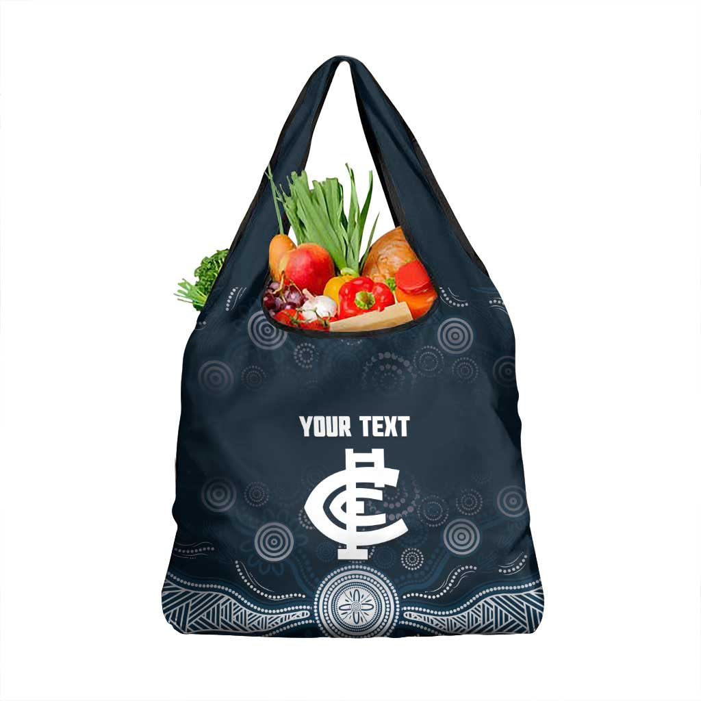 Custom Carlton Football Grocery Bag Go Blues Aboriginal Art - Aussie Hoodie