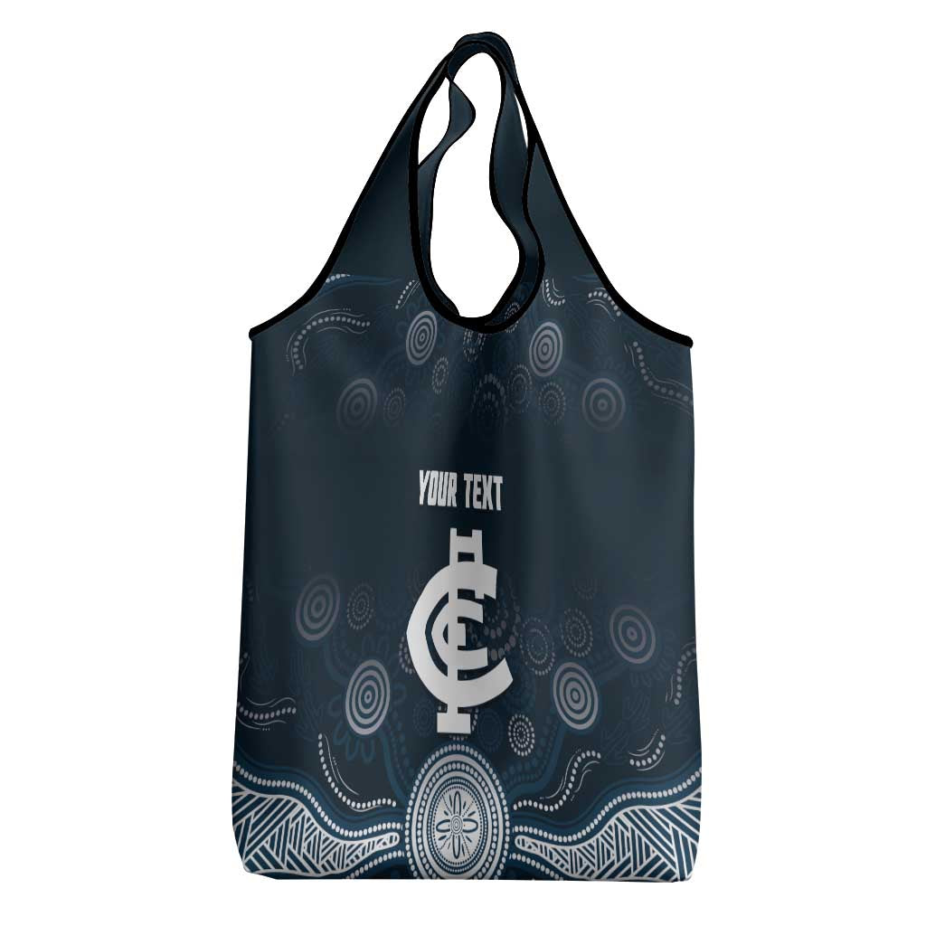 Custom Carlton Football Grocery Bag Go Blues Aboriginal Art - Aussie Hoodie