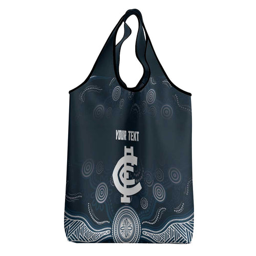 Custom Carlton Football Grocery Bag Go Blues Aboriginal Art - Aussie Hoodie
