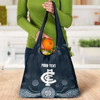 Custom Carlton Football Grocery Bag Go Blues Aboriginal Art - Aussie Hoodie