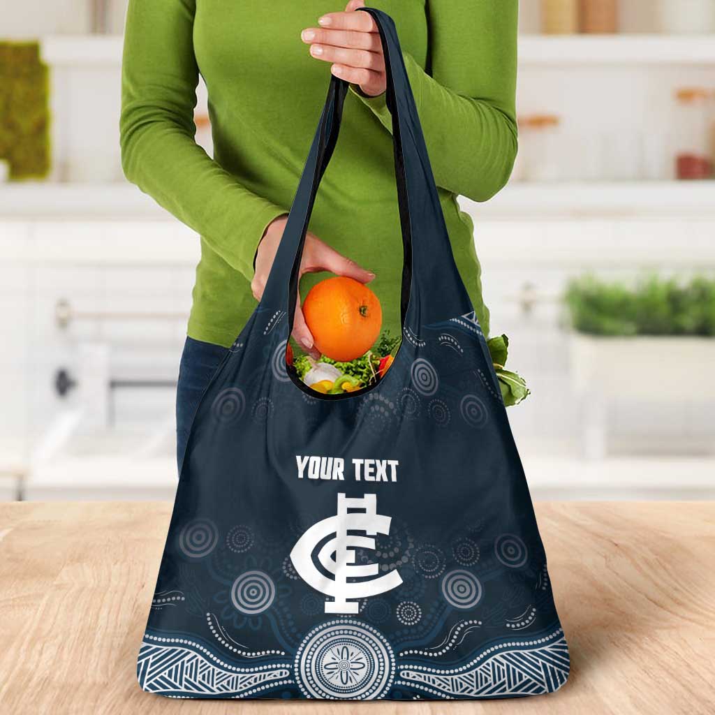 Custom Carlton Football Grocery Bag Go Blues Aboriginal Art - Aussie Hoodie