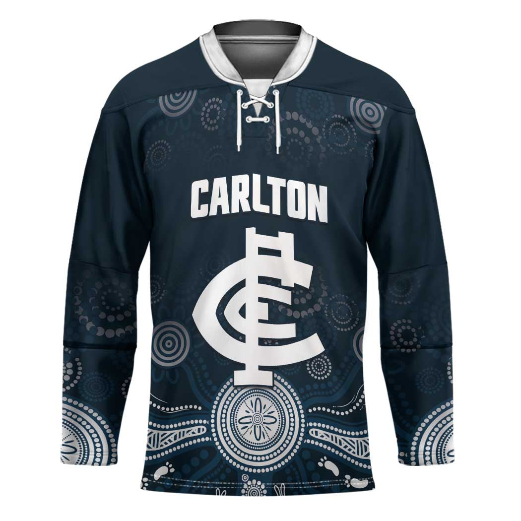 Custom Carlton Football Hockey Jersey Go Blues Aboriginal Art - Aussie Hoodie