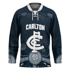 Custom Carlton Football Hockey Jersey Go Blues Aboriginal Art - Aussie Hoodie