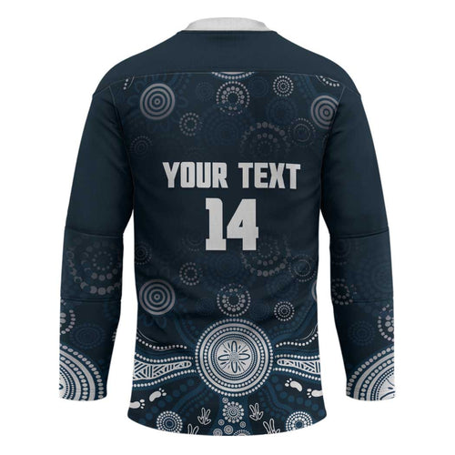 Custom Carlton Football Hockey Jersey Go Blues Aboriginal Art - Aussie Hoodie