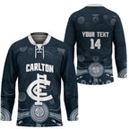 Custom Carlton Football Hockey Jersey Go Blues Aboriginal Art - Aussie Hoodie