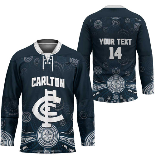 Custom Carlton Football Hockey Jersey Go Blues Aboriginal Art - Aussie Hoodie