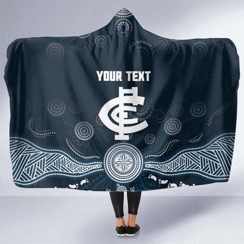 Custom Carlton Football Hooded Blanket Go Blues Aboriginal Art - Aussie Hoodie