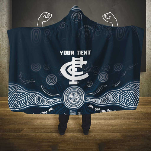 Custom Carlton Football Hooded Blanket Go Blues Aboriginal Art - Aussie Hoodie