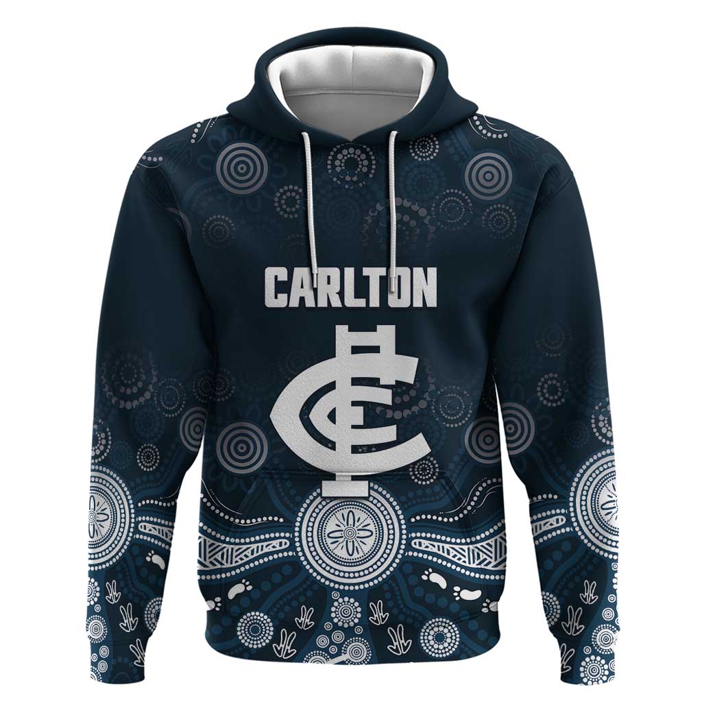 Custom Carlton Football Hoodie Go Blues Aboriginal Art - Aussie Hoodie